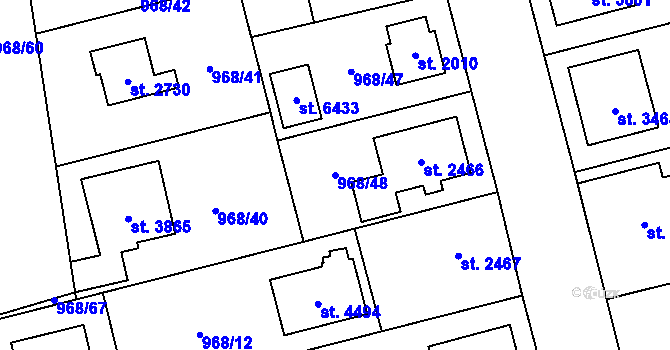 Parcela st. 968/48 v KÚ Klatovy, Katastrální mapa