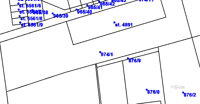 Parcela st. 974/1 v KÚ Klatovy, Katastrální mapa