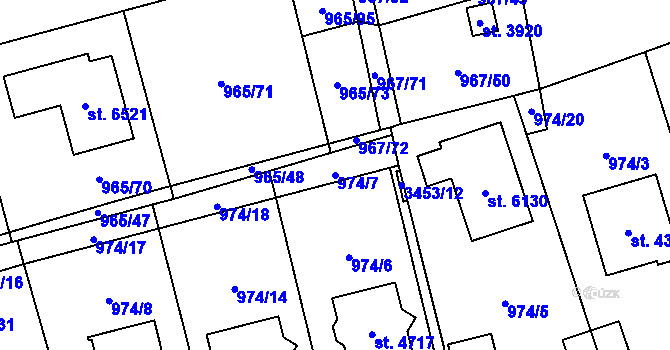 Parcela st. 974/7 v KÚ Klatovy, Katastrální mapa