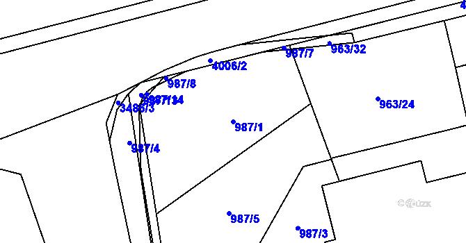 Parcela st. 987/1 v KÚ Klatovy, Katastrální mapa