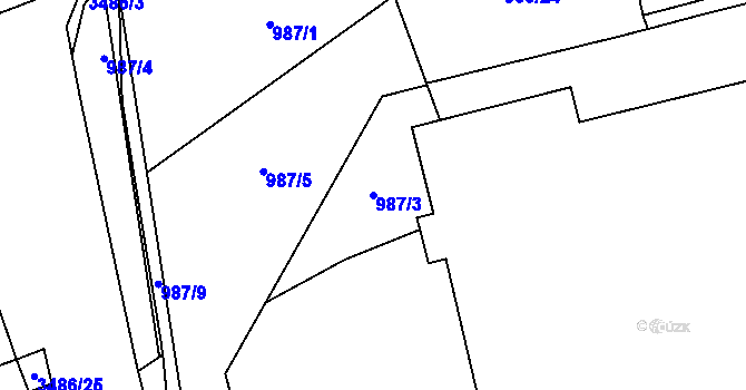Parcela st. 987/3 v KÚ Klatovy, Katastrální mapa