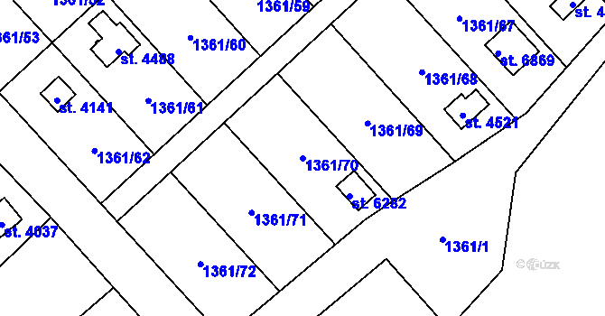 Parcela st. 1361/70 v KÚ Klatovy, Katastrální mapa