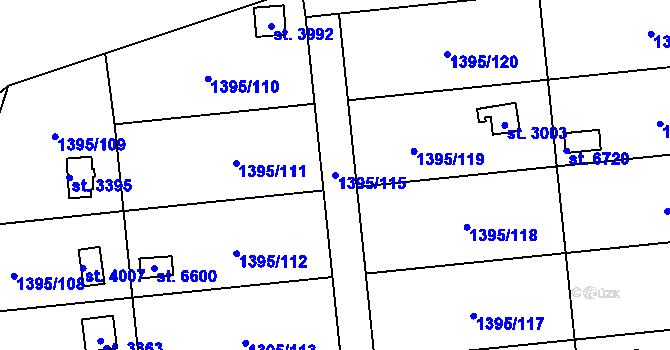 Parcela st. 1395/115 v KÚ Klatovy, Katastrální mapa