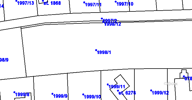 Parcela st. 1998/1 v KÚ Klatovy, Katastrální mapa
