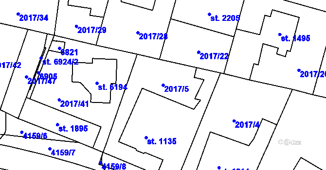 Parcela st. 2017/5 v KÚ Klatovy, Katastrální mapa