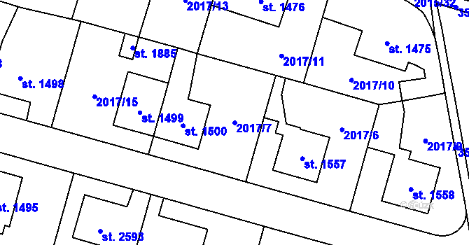 Parcela st. 2017/7 v KÚ Klatovy, Katastrální mapa