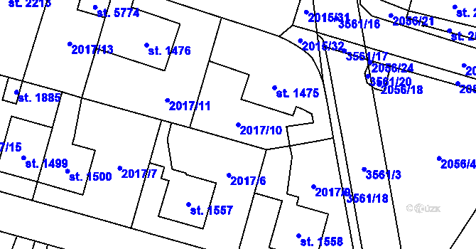 Parcela st. 2017/10 v KÚ Klatovy, Katastrální mapa