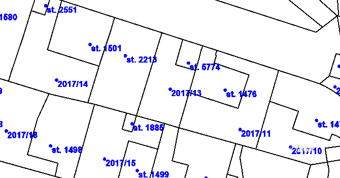 Parcela st. 2017/13 v KÚ Klatovy, Katastrální mapa