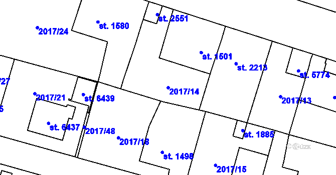 Parcela st. 2017/14 v KÚ Klatovy, Katastrální mapa