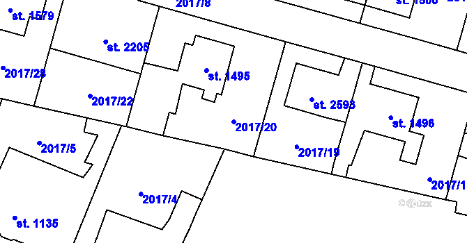 Parcela st. 2017/20 v KÚ Klatovy, Katastrální mapa