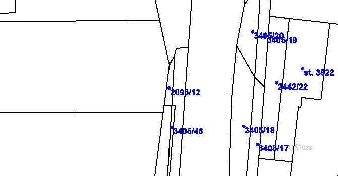 Parcela st. 2093/12 v KÚ Klatovy, Katastrální mapa