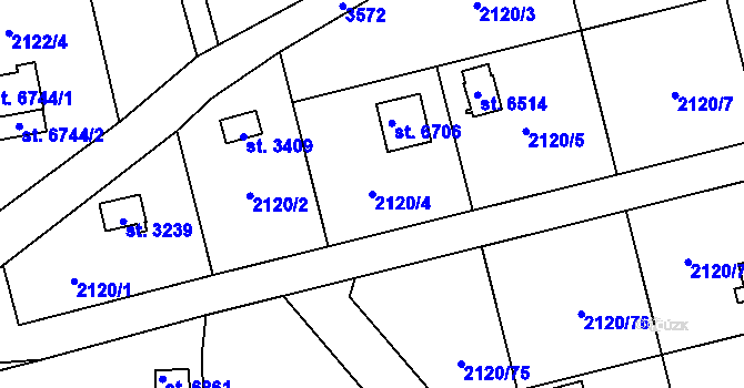 Parcela st. 2120/4 v KÚ Klatovy, Katastrální mapa