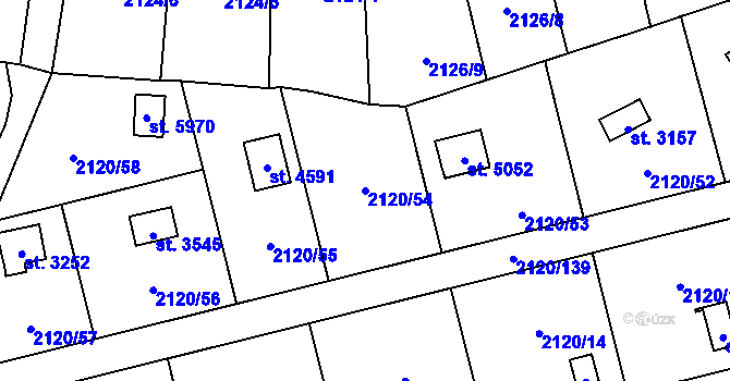 Parcela st. 2120/54 v KÚ Klatovy, Katastrální mapa