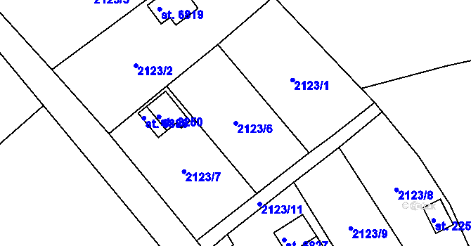 Parcela st. 2123/6 v KÚ Klatovy, Katastrální mapa
