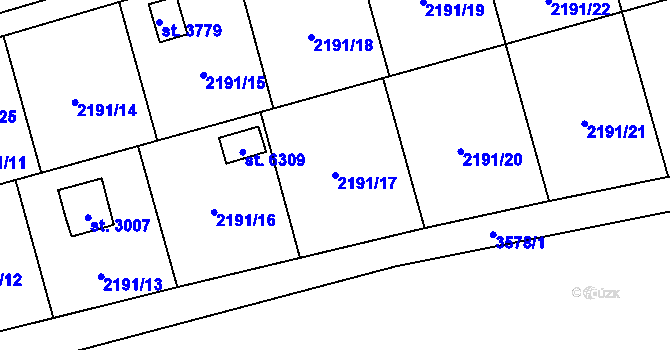 Parcela st. 2191/17 v KÚ Klatovy, Katastrální mapa