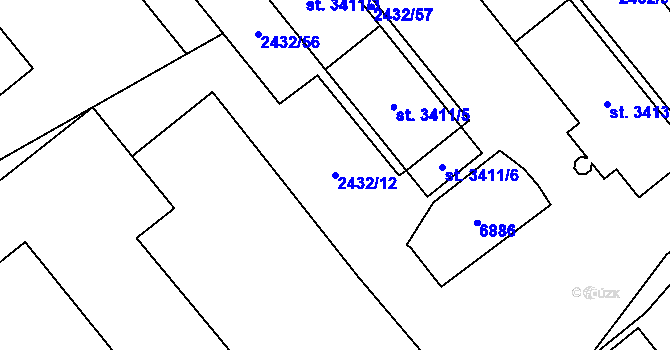Parcela st. 2432/12 v KÚ Klatovy, Katastrální mapa