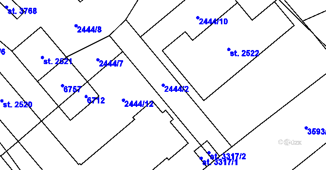 Parcela st. 2444/2 v KÚ Klatovy, Katastrální mapa