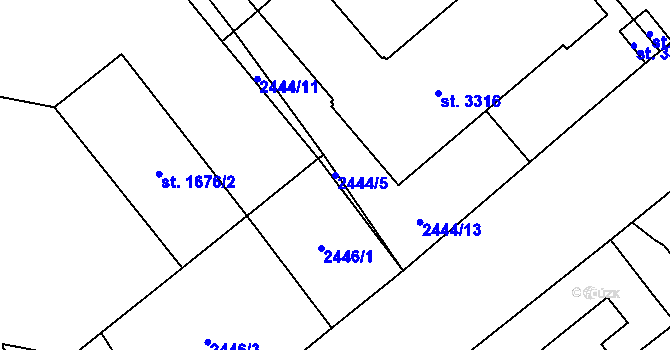 Parcela st. 2444/5 v KÚ Klatovy, Katastrální mapa