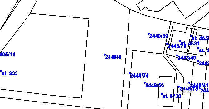 Parcela st. 2448/4 v KÚ Klatovy, Katastrální mapa