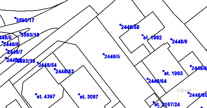 Parcela st. 2448/5 v KÚ Klatovy, Katastrální mapa