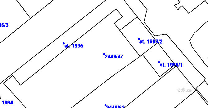 Parcela st. 2448/47 v KÚ Klatovy, Katastrální mapa