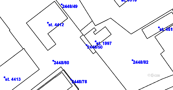 Parcela st. 2448/50 v KÚ Klatovy, Katastrální mapa