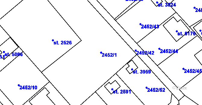 Parcela st. 2452/1 v KÚ Klatovy, Katastrální mapa