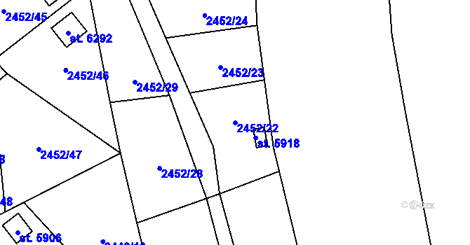 Parcela st. 2452/22 v KÚ Klatovy, Katastrální mapa