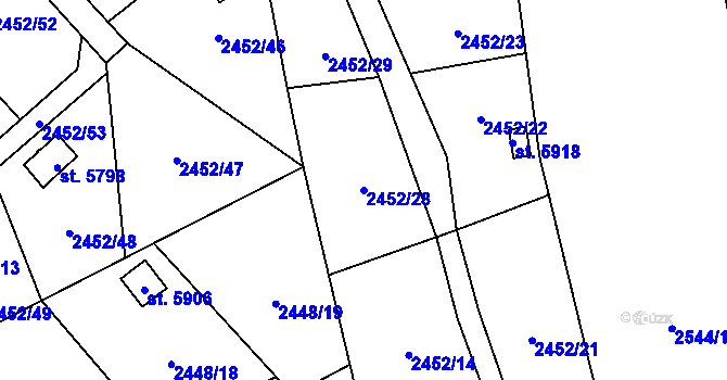Parcela st. 2452/28 v KÚ Klatovy, Katastrální mapa