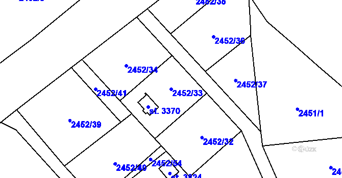Parcela st. 2452/33 v KÚ Klatovy, Katastrální mapa
