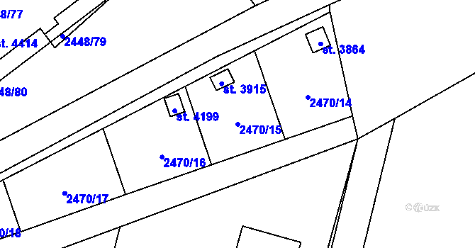 Parcela st. 2470/15 v KÚ Klatovy, Katastrální mapa