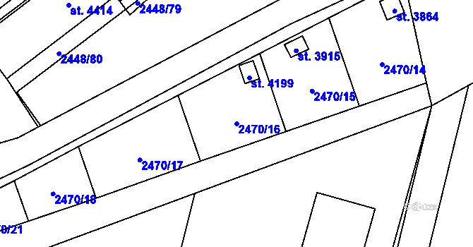 Parcela st. 2470/16 v KÚ Klatovy, Katastrální mapa