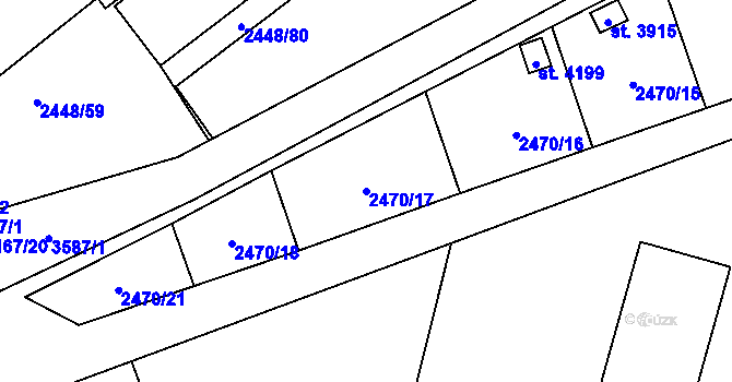 Parcela st. 2470/17 v KÚ Klatovy, Katastrální mapa