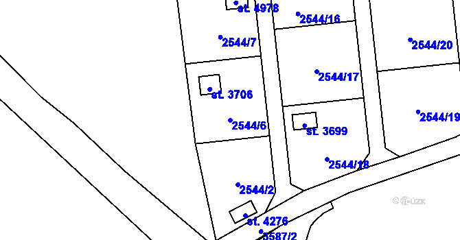 Parcela st. 2544/6 v KÚ Klatovy, Katastrální mapa