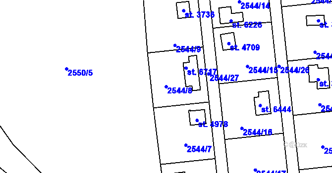 Parcela st. 2544/8 v KÚ Klatovy, Katastrální mapa