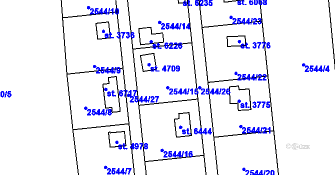 Parcela st. 2544/15 v KÚ Klatovy, Katastrální mapa