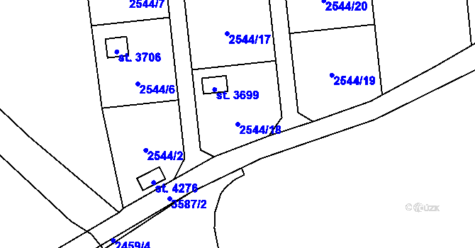 Parcela st. 2544/18 v KÚ Klatovy, Katastrální mapa