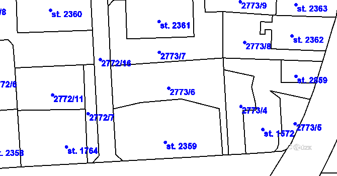 Parcela st. 2773/6 v KÚ Klatovy, Katastrální mapa
