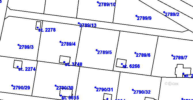 Parcela st. 2789/5 v KÚ Klatovy, Katastrální mapa