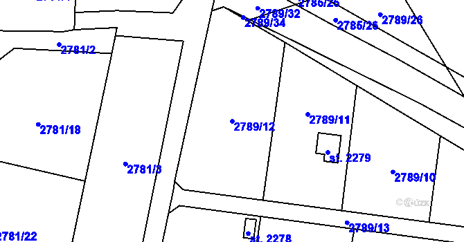 Parcela st. 2789/12 v KÚ Klatovy, Katastrální mapa