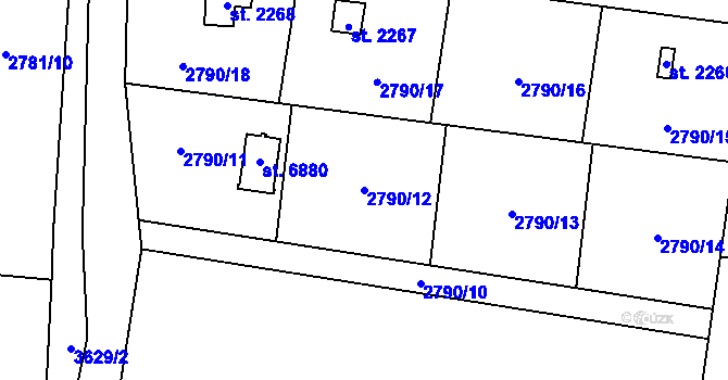 Parcela st. 2790/12 v KÚ Klatovy, Katastrální mapa