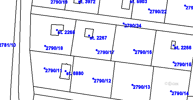 Parcela st. 2790/17 v KÚ Klatovy, Katastrální mapa