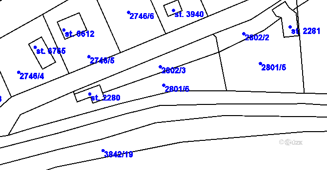 Parcela st. 2801/6 v KÚ Klatovy, Katastrální mapa