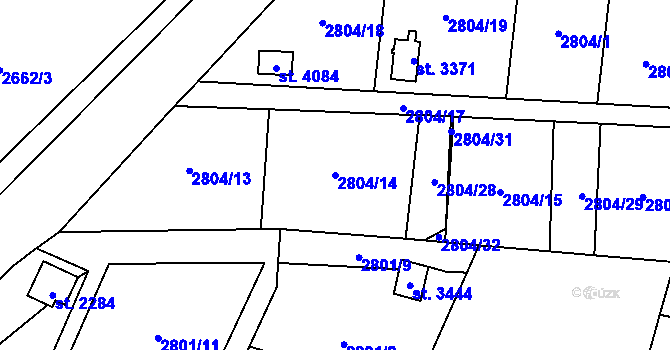 Parcela st. 2804/14 v KÚ Klatovy, Katastrální mapa