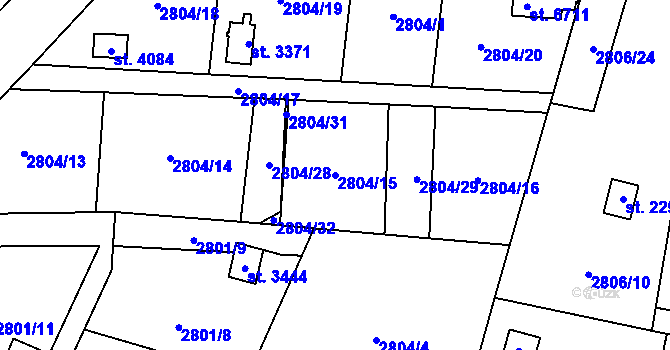 Parcela st. 2804/15 v KÚ Klatovy, Katastrální mapa