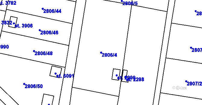 Parcela st. 2806/4 v KÚ Klatovy, Katastrální mapa