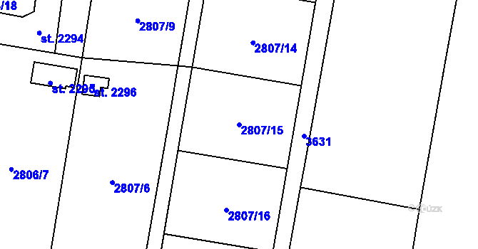 Parcela st. 2807/15 v KÚ Klatovy, Katastrální mapa