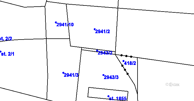 Parcela st. 2943/2 v KÚ Klatovy, Katastrální mapa