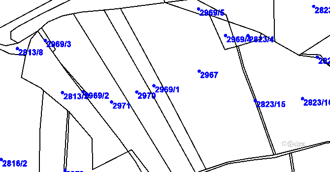 Parcela st. 2969 v KÚ Klatovy, Katastrální mapa