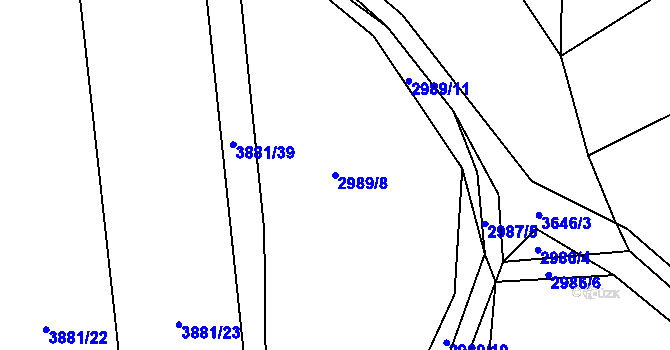 Parcela st. 2989/8 v KÚ Klatovy, Katastrální mapa